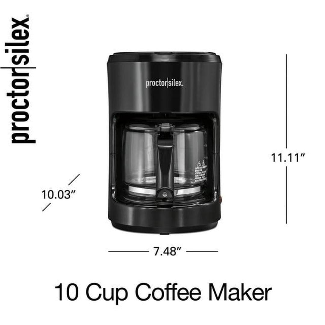 Proctor Silex 10 Cup Coffee Maker, Glass Carafe, Smart Plug Compatible, Black, 48351