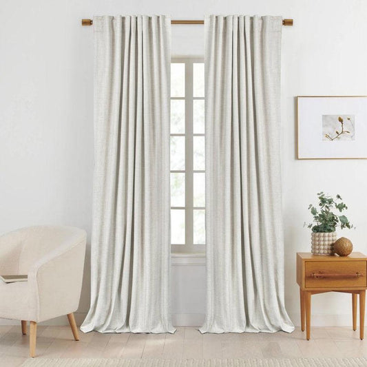 Willow 100% Blackout Rod Pocket/Back Tab Window Curtain Panel in Beige (Single)