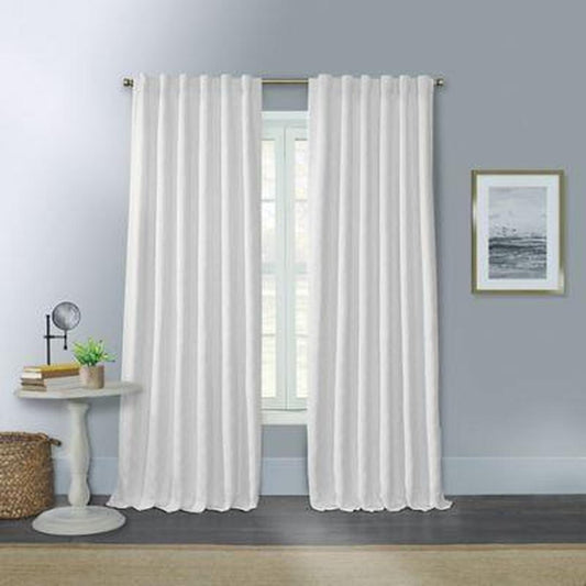 Willow 100% Blackout Rod Pocket/Back Tab Window Curtain Panel in White (Single)