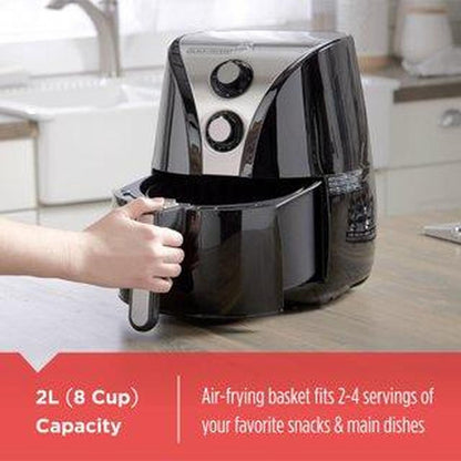 BLACK+DECKER Purify 2-Liter Air Fryer, Black/Stainless Steel