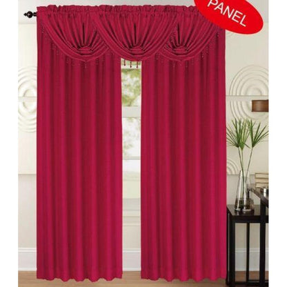 Leah Textured Curtain Panel - 84" Long Draperies in Burgundy (Each Panel Being Sold Separately)