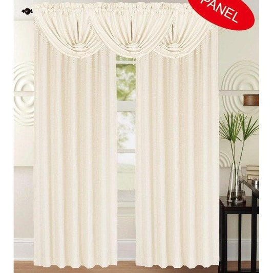 Leah Textured Curtain Panel - 84" Long Draperies in Off-White (Each Panel Being Sold Separately)