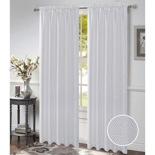 Timeless Elegance: Morgan White Rod Pocket Woven Window Panel - 54x84 Inches