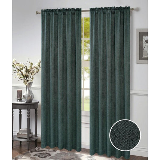 Timeless Elegance: Morgan Green Rod Pocket Woven Window Panel - 54x84 Inches