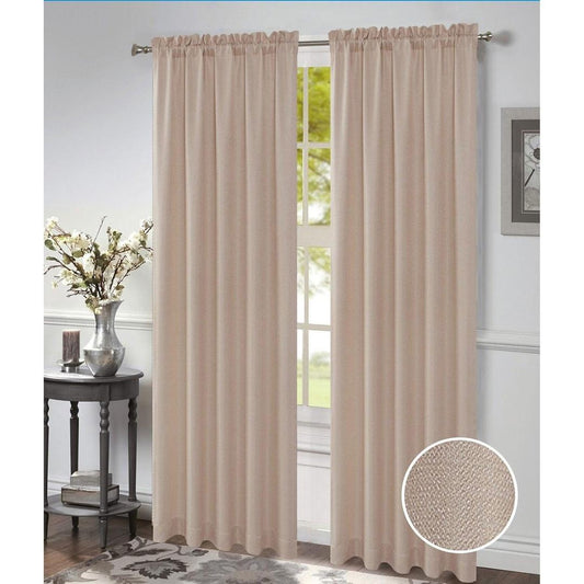 Timeless Elegance: Morgan Beige Rod Pocket Woven Window Panel - 54x84 Inches