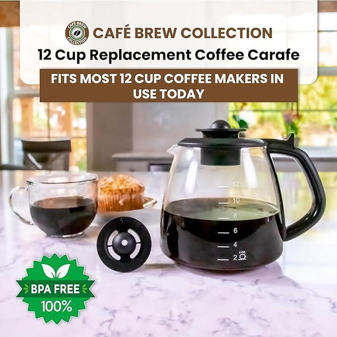  Universal 12-Cup Coffee Replacement Carafe - Heat-Resistant DURAN Glass - Easy to Clean