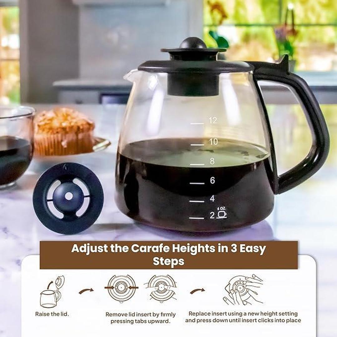 Café Brew Collection Universal 12-Cup Coffee Replacement Carafe - Fits Mr. Coffee, Cuisinart, Hamilton Beach, and More - Heat-Resistant DURAN Glass - Safe and Convenient - Easy Cleaning