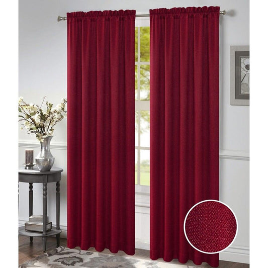 Timeless Elegance: Morgan Burgundy Rod Pocket Woven Window Panel - 54x84 Inches