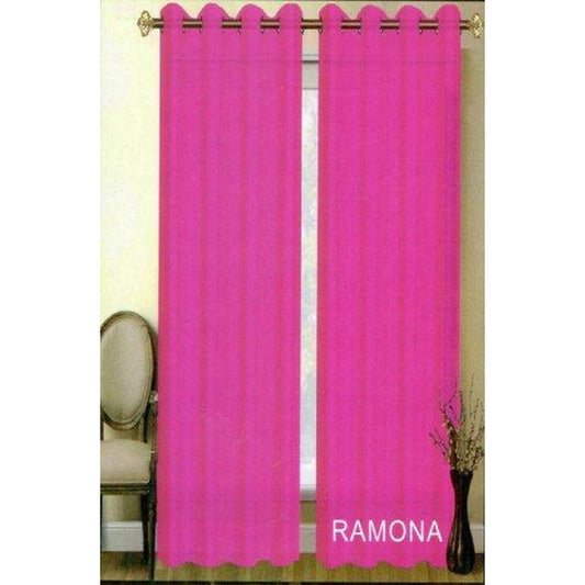 Ramona Faux Silk Solid Window Curtain Panel - Hot Pink, 55" W x 84" L, 8 Grommets, Single Panel Pack
