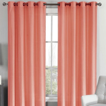 Ramona Faux Silk Solid Window Curtain Panel - Hot Coral, 55" W x 84" L, 8 Grommets, Single Panel Pack