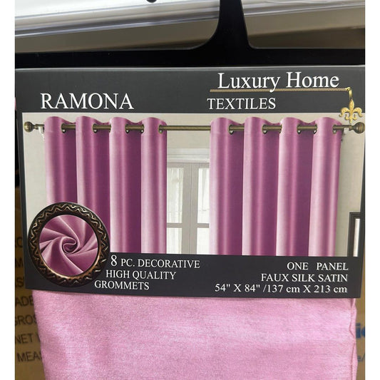 Ramona Faux Silk Solid Window Curtain | Single Panel | 8 Grommets - Tea Rose