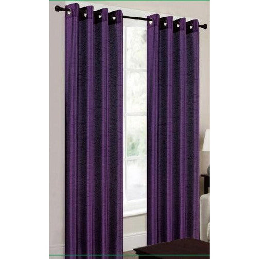Set of 2 Purple Faux Silk Grommet Top Curtains - Elevate Your Space with 84 Inches of Window Elegance
