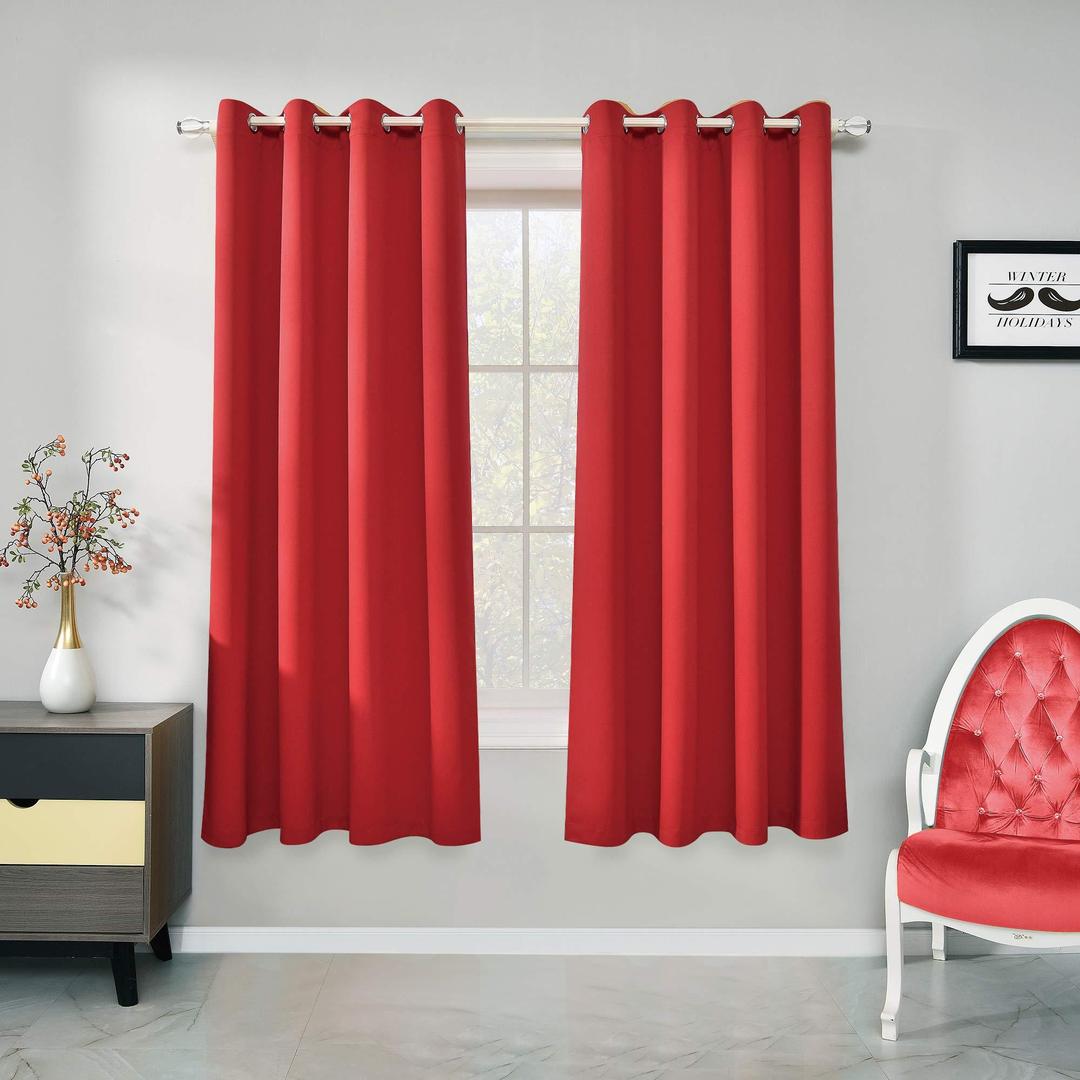 Jeannie Red Blackout Grommet Panel - 54"x63" Window Treatment for Superior Light Control and Privacy