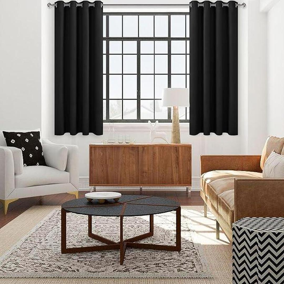 Jeannie Black Blackout Grommet Panel - 54"x63" Window Treatment for Superior Light Control and Privacy
