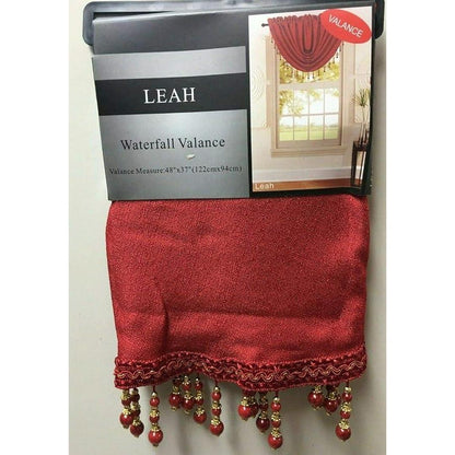 Leah Textured Waterfall Valance - Rod Pocket Top in Burgundy (Each Valance Being Sold Separately)