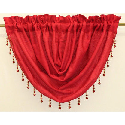 Leah Textured Waterfall Valance - Rod Pocket Top in Burgundy (Each Valance Being Sold Separately)