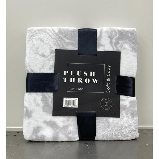 Elegant Comfort Velvet Touch Ultra Plush Grey and White Fleece Throw/Blanket - 60 x 90 Inches