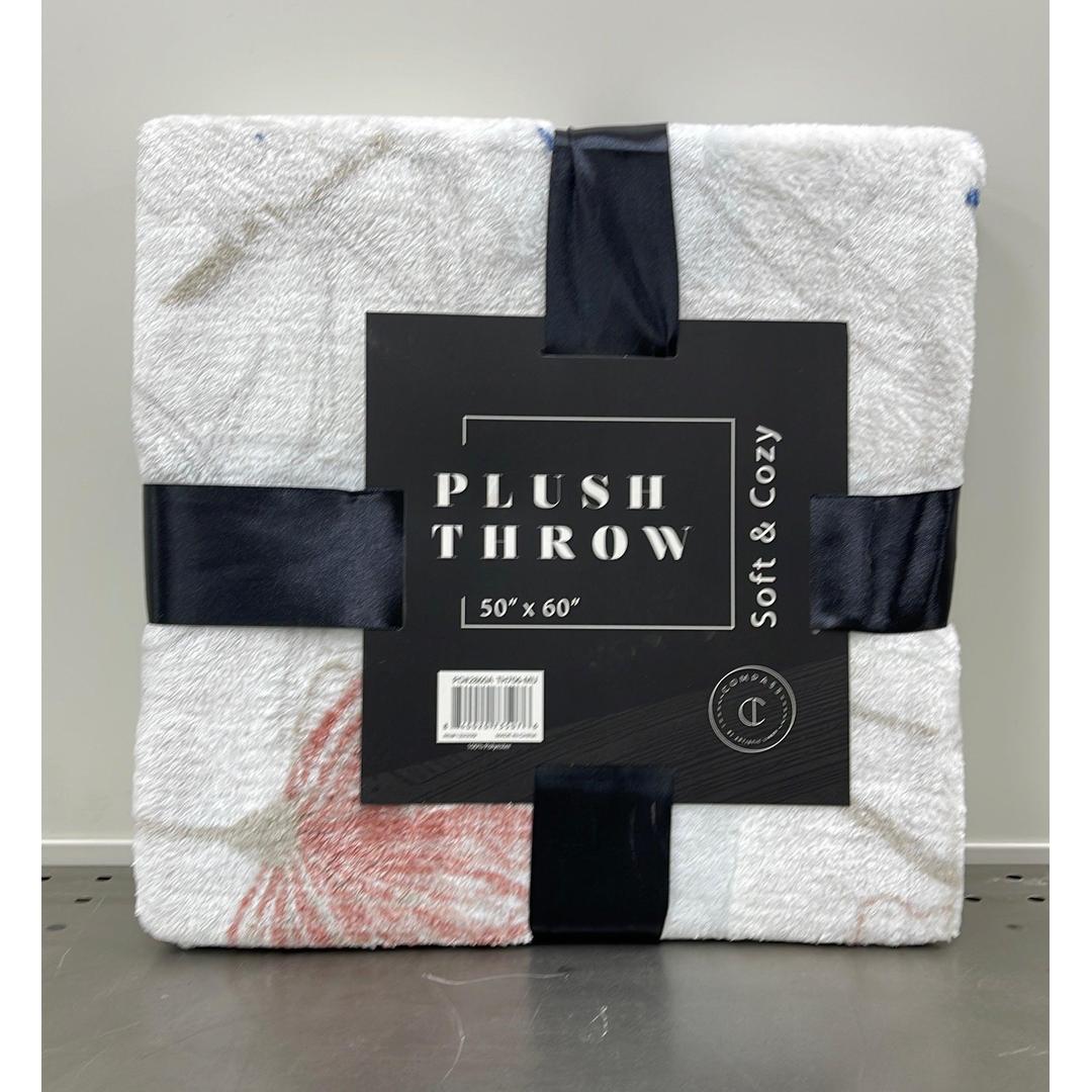 Elegant Comfort Velvet Touch Ultra Patterned White Fleece Throw/Blanket - 60 x 90 Inches