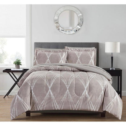 Compass Comforter Set Modern Printed Design, All Season Down Alternative Cozy Bedding with Matching Shams, Decorative Pillows, King(104"x92"), Grey 9 Piece