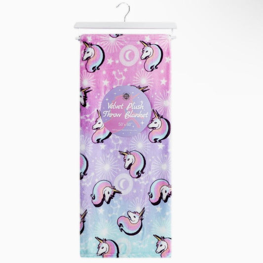 Velvet Plush Unicorn Throw Blanket (50"×60")