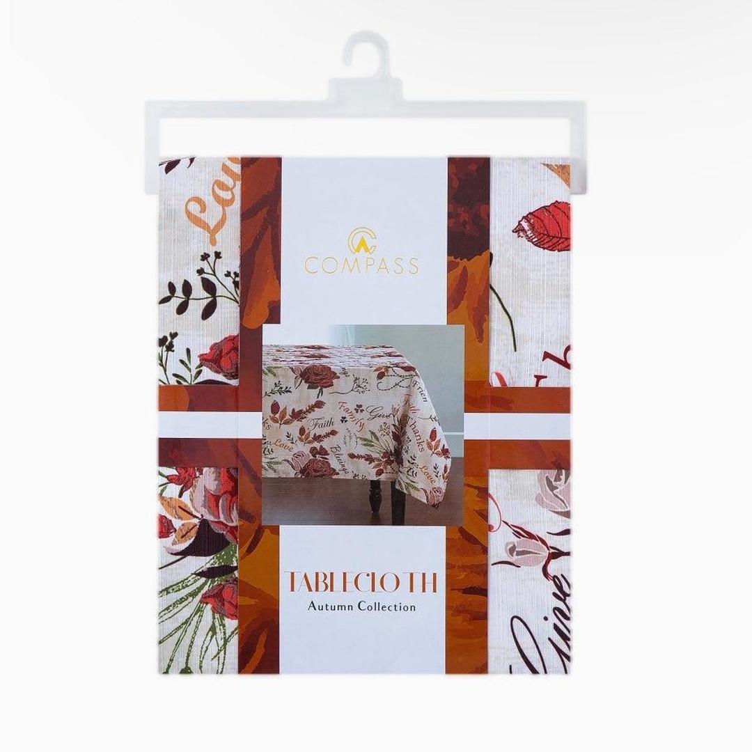 Compass Autumn Leaves Fall Printed Tablecloth, Holiday Table Cover for elevating Every Meal with an elegant rectangular design