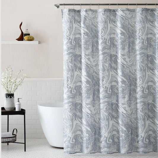 COMPASS Waterproof Shower Curtain with Grey Abstract pattern (183CM X 183CM)