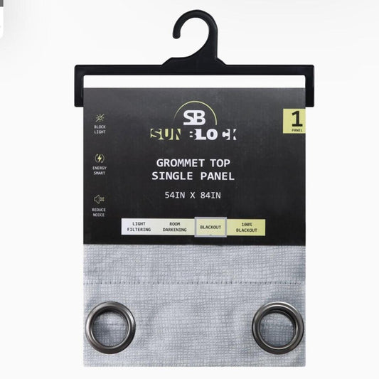 SUNBLOCK Grommet Top Curtains for Bedroom, Single Panel, 54" x 84", Silver