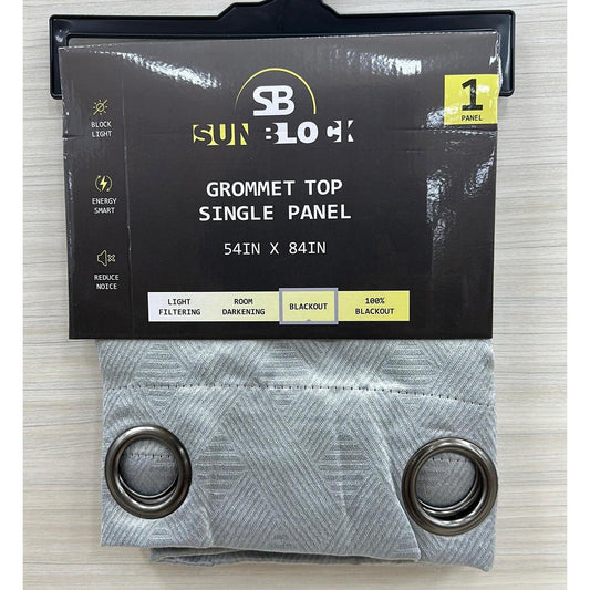SUNBLOCK Grommet Top Curtains for Bedroom, Single Panel, 54" x 84", Silver