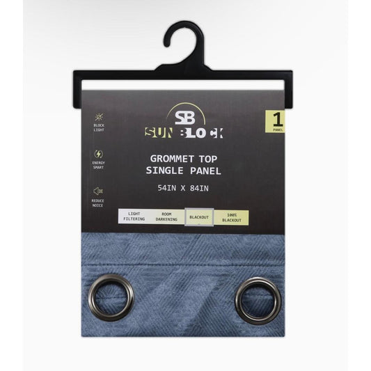 SUNBLOCK Grommet Top Curtains for Bedroom, Single Panel, 54" x 84", Blue