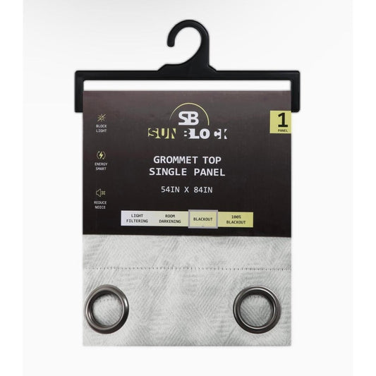 SUNBLOCK Grommet Top Curtains for Bedroom, Single Panel, 54" x 84", White