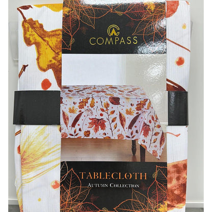 Compass Autumn Leaves Fall Printed Tablecloth, Holiday Table Cover for elevating Every Meal with an elegant rectangular design