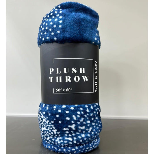 Elegant Comfort Velvet Touch Ultra Plush Patterned Blue Fleece Throw/Blanket - 50 x 60 Inches