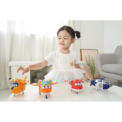 Super Wings 5" Transforming Toys 5-Pack, Supercharged Jett, Supercharged Paul, Supercharged Dizzy, Golden Boy & Sunny Airplane Toys Action Figures, Preschool Toy Plane for 3 4 5 Year Old Kids