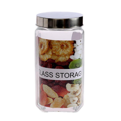 74oz/2200ml Square Glass Jar with Metal Lid