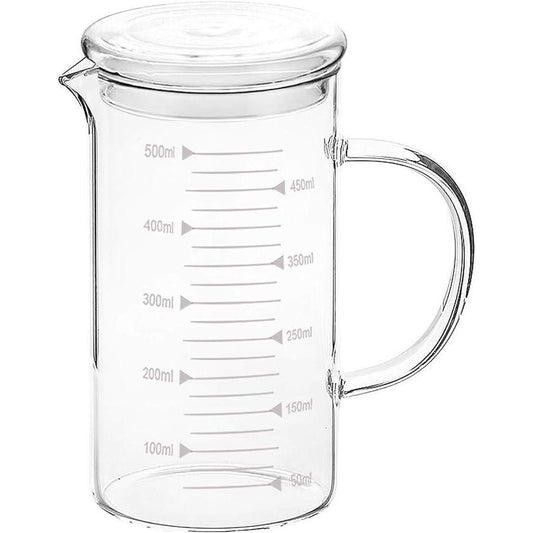 500ml Borosilicate Glass Measuring Cup with Lid and V-Shaped Spout