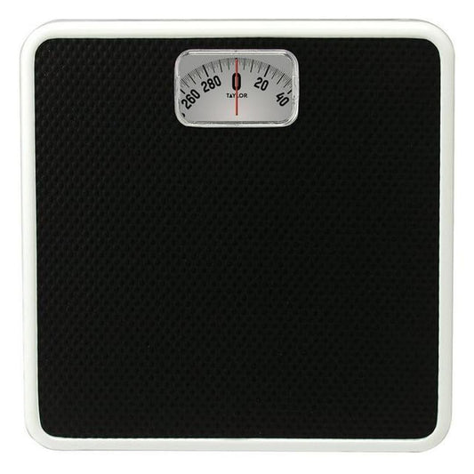 Taylor 9.8” x 9.8” 300 lb Analog Dial Bathroom Scale with Dial Display Black