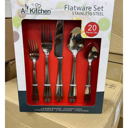 20PC Mirror Polished Stainless Steel Flatware Set