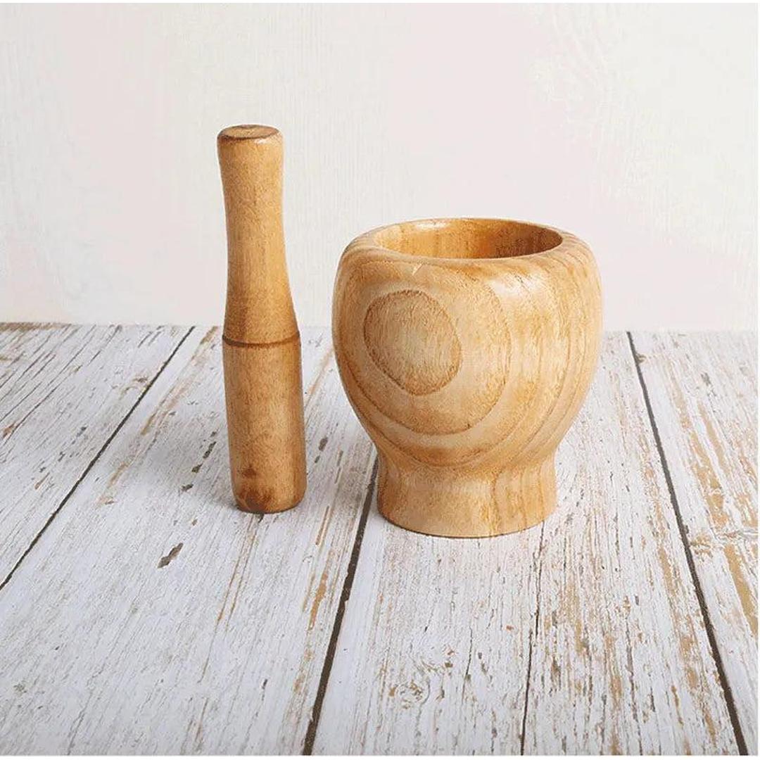 PREMIUS Bamboo Wood Mortar and Pestle, 4.3 Inches