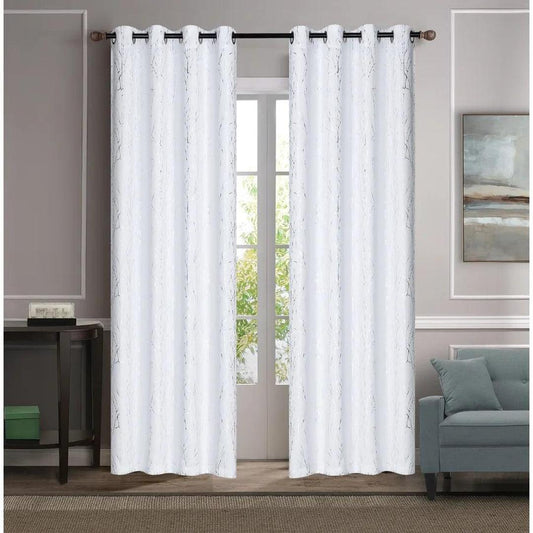 Geneieve - 54"x84" Grommet Blackout Curtain White/Silver