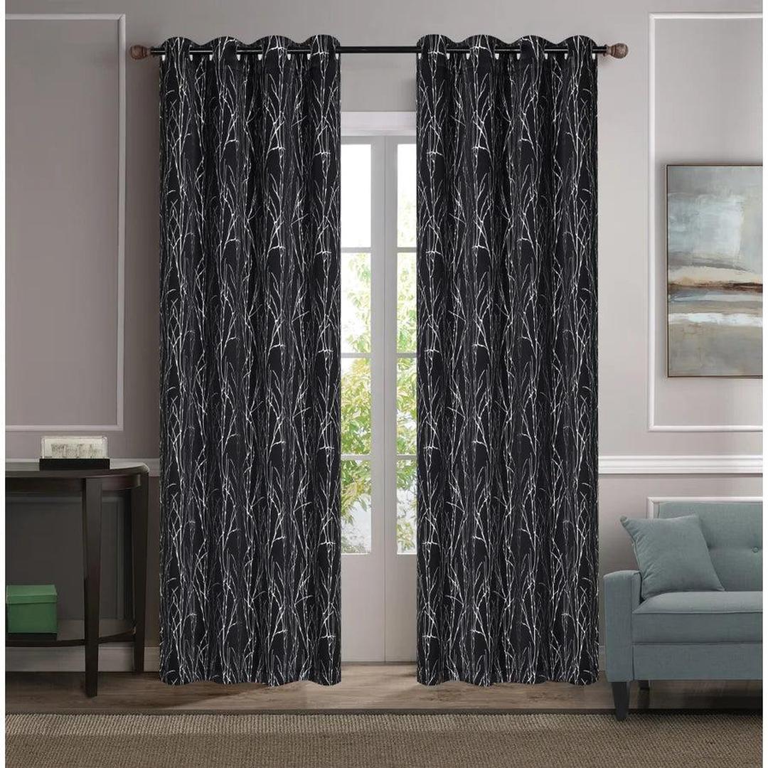 Geneieve - 54"x84" Grommet Blackout Curtain Black/Silver