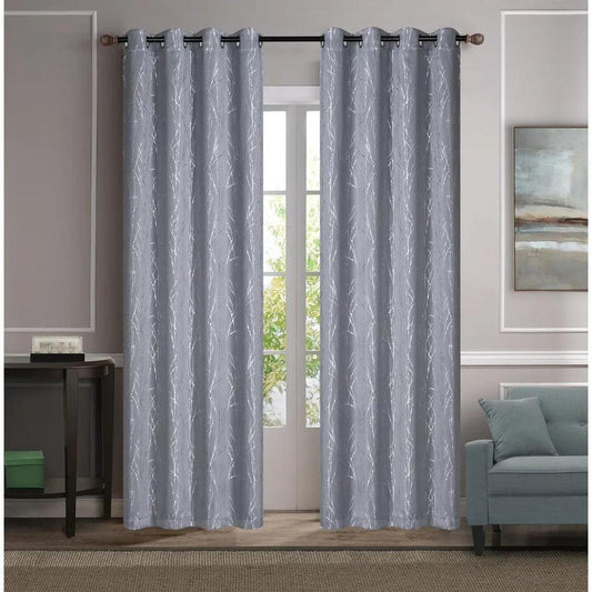 Geneieve - 54"x84" Grommet Blackout Curtain Grey/Silver