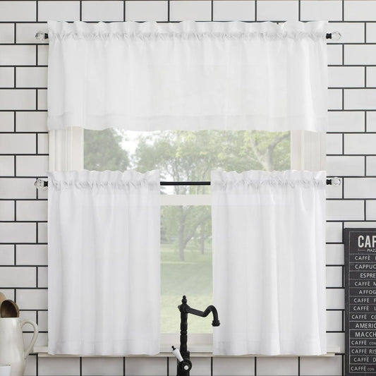 Stefanie 3pc Kitchen Curtain - White