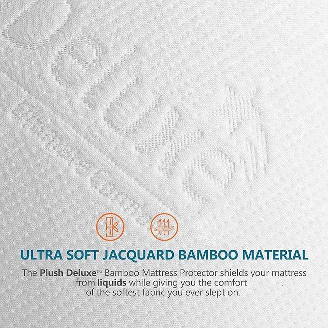 PlushDeluxe Premium Bamboo Mattress Protector – Twin Size protector, Waterproof, & Ultra Soft Breathable Noiseless Washable Bed Mattress Cover for Comfort & Protection