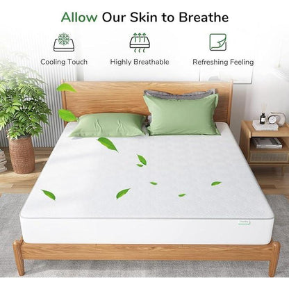 Bamboo Mattress Protector Queen Size Cooling Fitted Mattress Pad Cover Skid Resistant