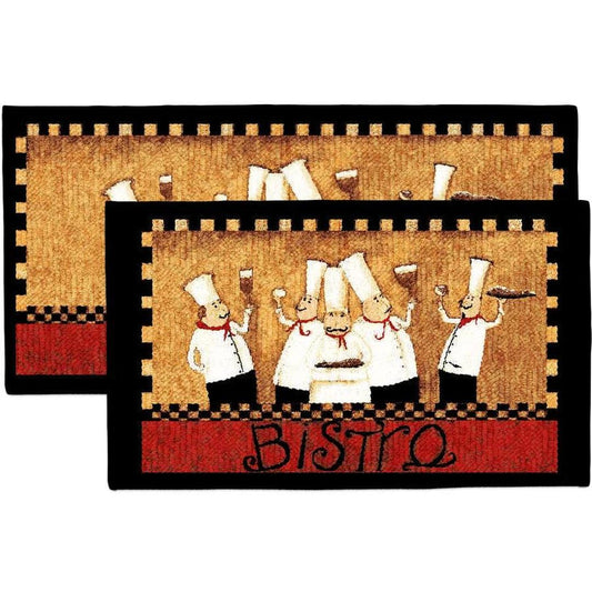 Chef Bistro 2pc Kitchen Rug Set (16x24 and 20x34 Rectangle)