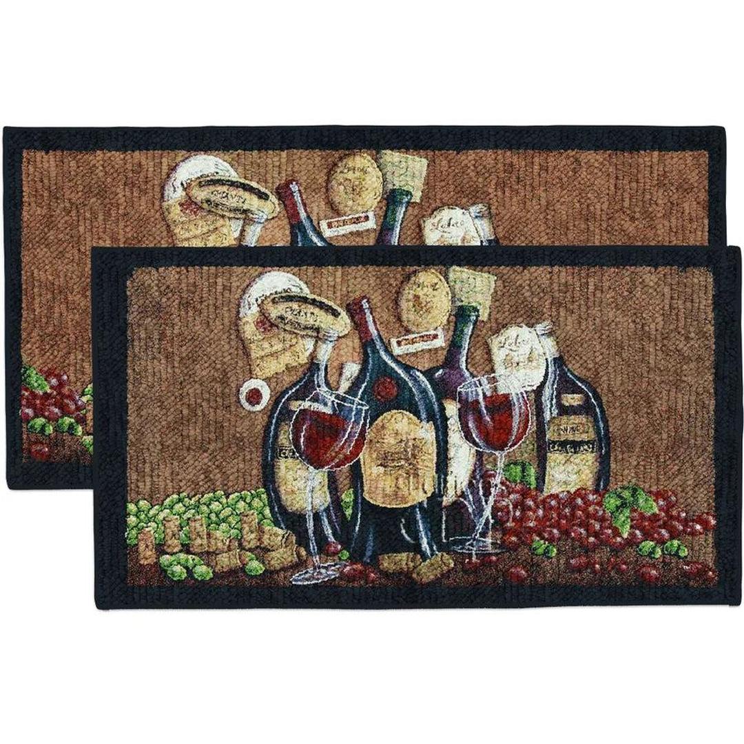 Bending Wine 2pc Kitchen Rug Set (18"x30" & 20"x40" Rectangle)