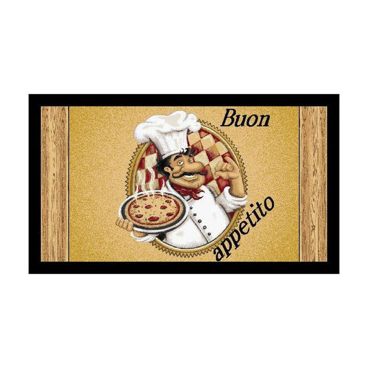  Italian Fat Chef Kitchen Rug (Nonskid) - Buon Appetito and Pizza Theme - 18"x30"