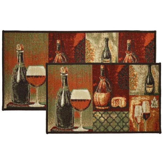 2pc Cheese and Wine SM Printed Kitchen Rug