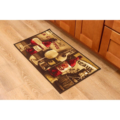 2pc Cheese and Wine SM Printed Kitchen Rug