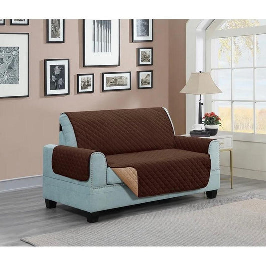 Kashi Home Reversible Furniture Protector with Strap for Loveseat, Camel/Brown